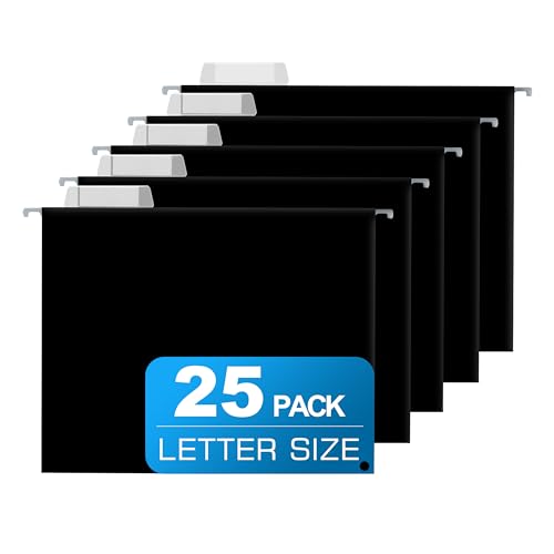 Smart Home 25 Packs Hanging File Folders,Black Letter Size File Folder,Designed for Kit