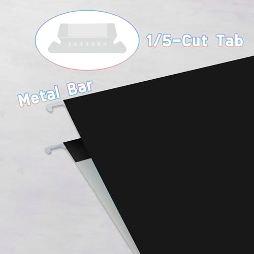 Smart Home 25 Packs Hanging File Folders,Black Letter Size File Folder,Designed for Kit