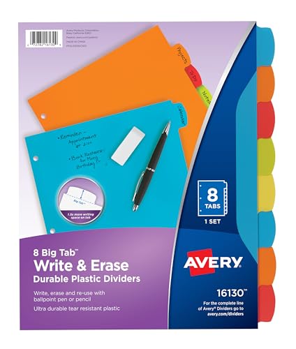 Avery Big Tab Write & Erase resilient Plastic Collection