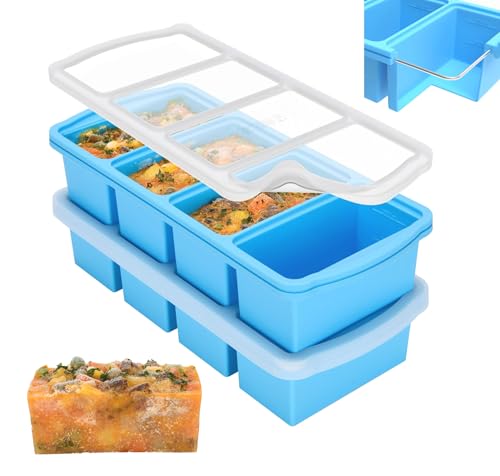 ZIP STANDING Silicone Freezer Trays with Lid,1-cup Soup