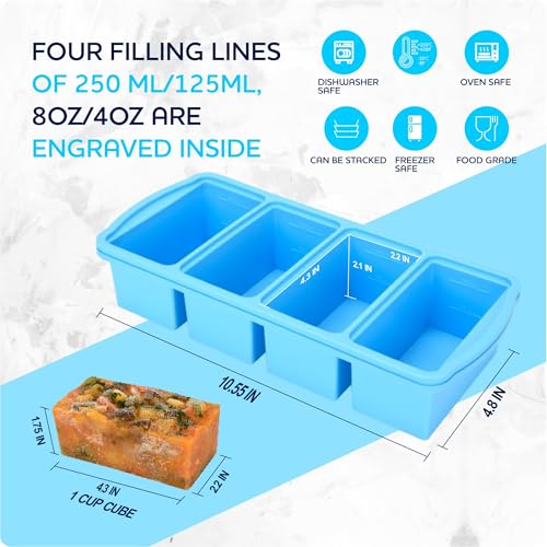 ZIP STANDING Silicone Freezer Trays with Lid,1-cup Soup