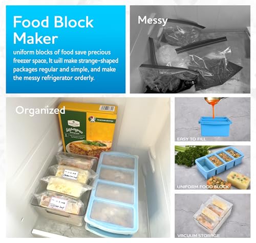 ZIP STANDING Silicone Freezer Trays with Lid,1-cup Soup