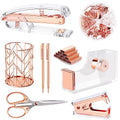 Famassi Rose Gold Desk Accessories，Office Supplies Set Acrylic Set